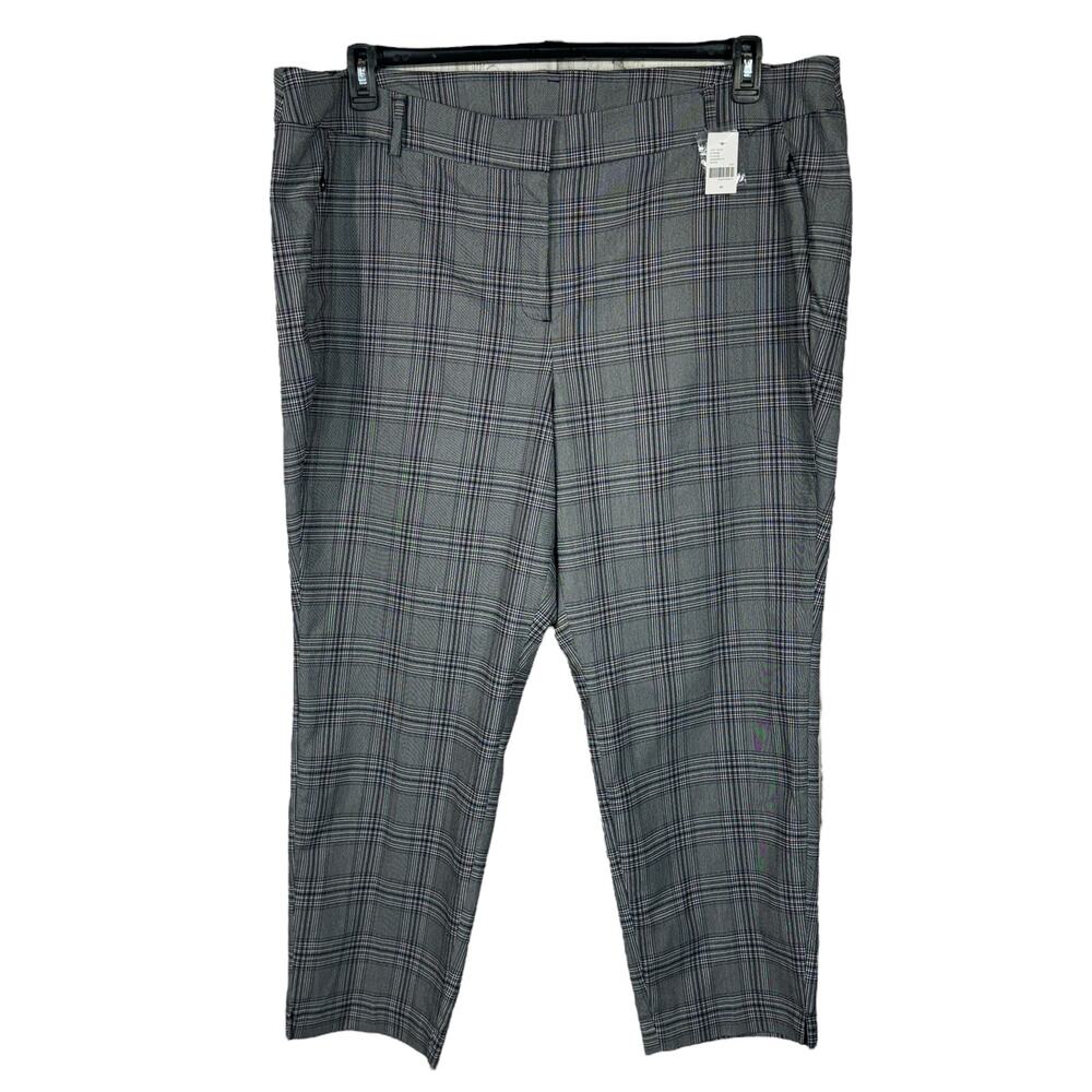 Lane Bryant SZ 26 Dress Career Pants Plaid Zip-Fly Stretch Pocket Flat Front New